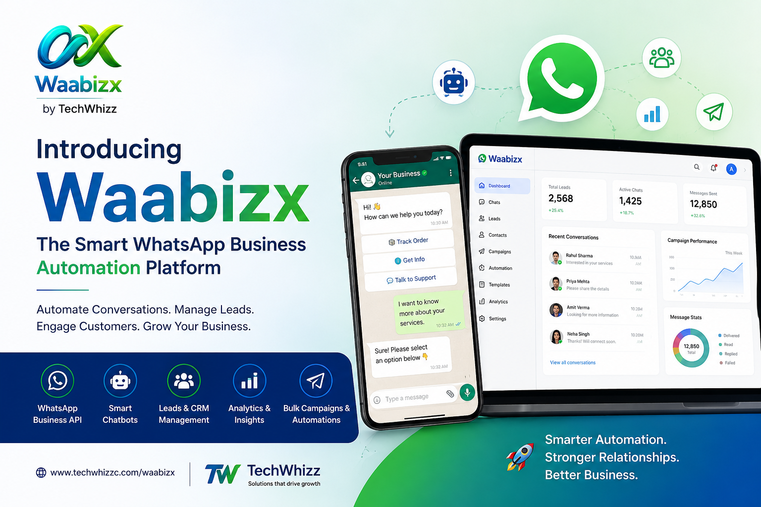 Introducing Waabizx: The Smart WhatsApp Business Automation Platform by TechWhizz